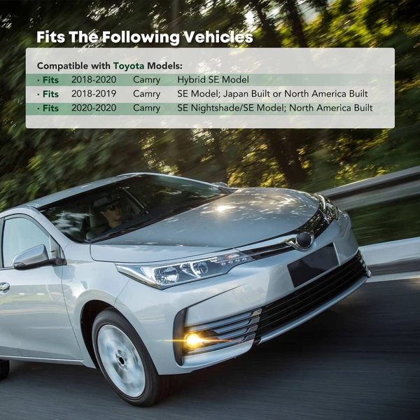 Front Driver Fog Light Cover for Toyota Camry 2018-2020 Sedan 4-Door 2.5L