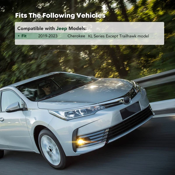 Black Driver Fog Light Trim for Jeep Cherokee KL 2019-2023 GAS