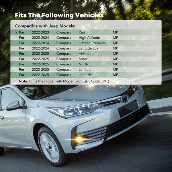 Front Driver Textured Fog Lamp Bezel Bumper Insert for 2022-2025 Jeep Compass