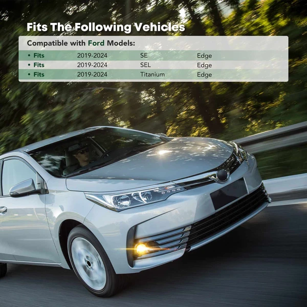 Front Passenger Black Fog Light Bezel for 2019-2024 Ford Edge