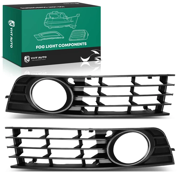 2 Pcs Front Outer Fog Light Trim Grille Bezel for 2002-2005 Audi A4