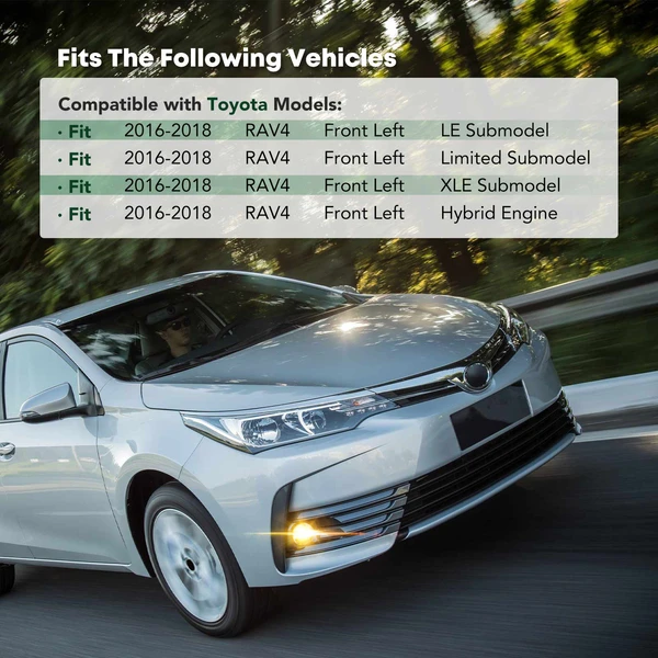 Front Driver Fog Light Trim for Toyota RAV4 2016-2018 with Fog Lamps