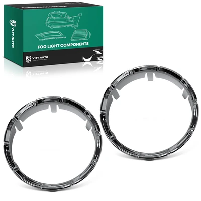 2 Pcs Front Driver & Passenger Chrome Plastic Fog Light Trim