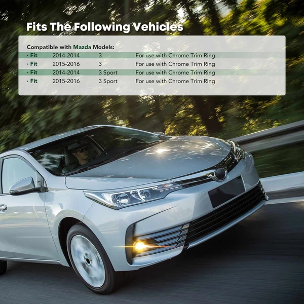 Front Passenger Matte Black Fog Light Trim for Mazda 3 3 Sport 14-16