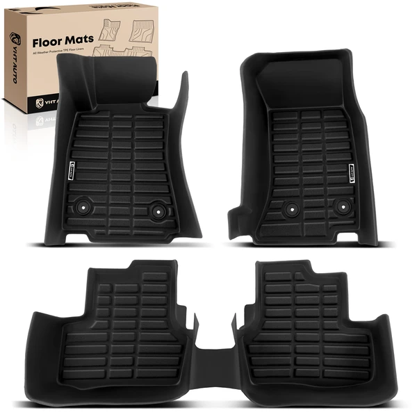 3 Pcs Front & Rear Black Floor Mats Liners for Cadillac ATS 2013-2014