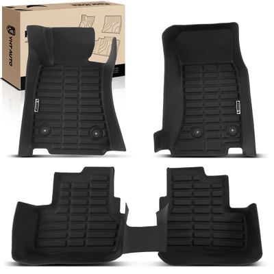 3 Pcs Front & Rear Black Floor Mats Liners