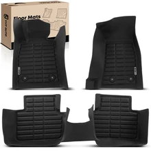 3 Pcs Front & Rear Black Floor Mats Liners