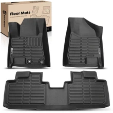 3 Pcs Front & Rear Black Floor Mats Liners