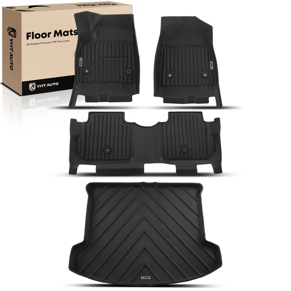 4 Pcs Front & Rear Black Floor Mats Liners for 2017-2024 Cadillac XT5
