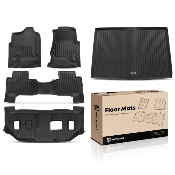 5 Pcs Front & Rear Trunk Black Floor Mats for Cadillac Escalade ESV 2015-2020 TPE