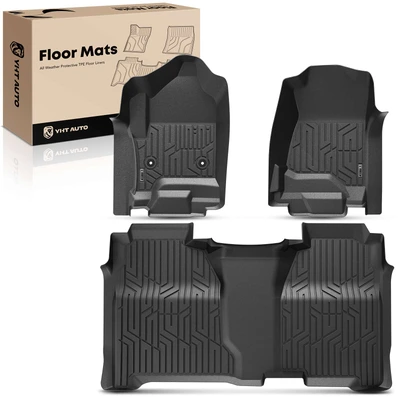 3 Pcs Front & Rear Black TPE textured Floor Mats Liners