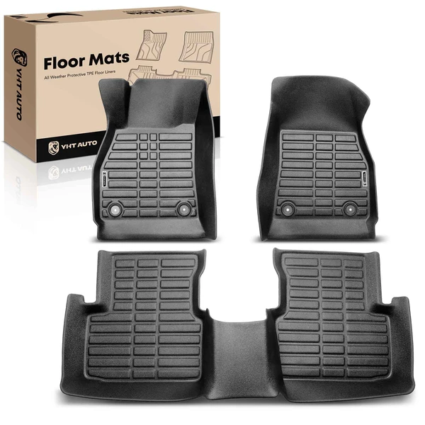 3 Pcs Front & Rear Black Floor Mats Liners for 2013-2015 Chevrolet Malibu