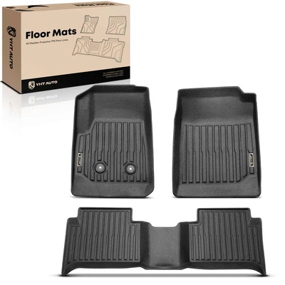 3 Pcs Front & Rear Black Floor Mats Liners