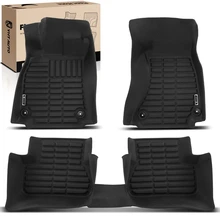 3 Pcs Front & Rear Black Floor Mats Liners
