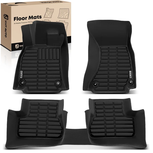 3 Pcs Front & Rear Black Floor Mats Liners for 2010-2014 Audi A5