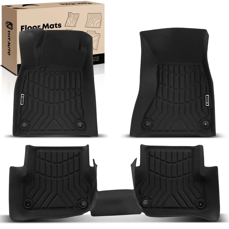 3 Pcs Front & Rear Black Floor Mats Liners for Audi A6 A6 Quattro 2012-2018 S6 Sedan