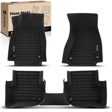 3 Pcs Front & Rear Black Floor Mats Liners