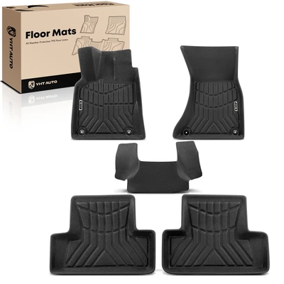 5 Pcs Front & Rear Black Floor Mats Liners