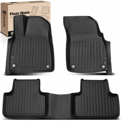 3 Pcs Front & Rear Black Floor Mats Liners