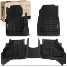 3 Pcs Front & Rear Black Floor Mats Liners