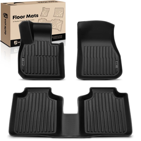 2 Pcs Front & 1 Pc Rear Black Floor Mats Liners for 2023-2024 BMW X1
