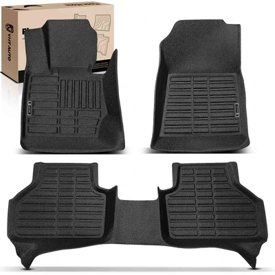 3 Pcs Front & Rear Black Floor Mats Liners