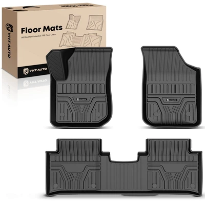 3 Pcs Front & Rear Black TPE textured Floor Mats Liners 