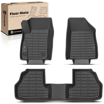 3 Pcs Front & Rear Black TPE textured Floor Mats Liners