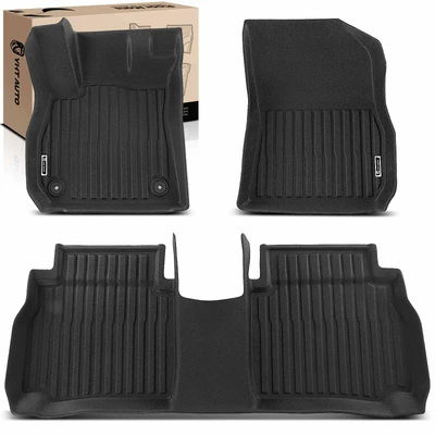 3 Pcs Front & Rear Black Floor Mats Liners