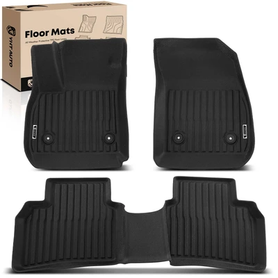 3 Pcs Front & Rear Black Floor Mats Liners