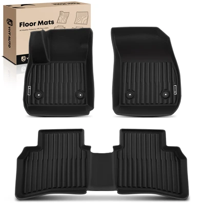3 Pcs Front & Rear Black Floor Mats Liners