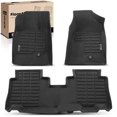 3 Pcs Front & Rear Black Floor Mats Liners