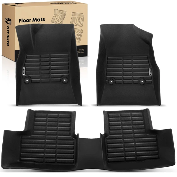 3 Pcs Front & Rear Black Floor Mats Liners for 2011-2015 Chevrolet Cruze