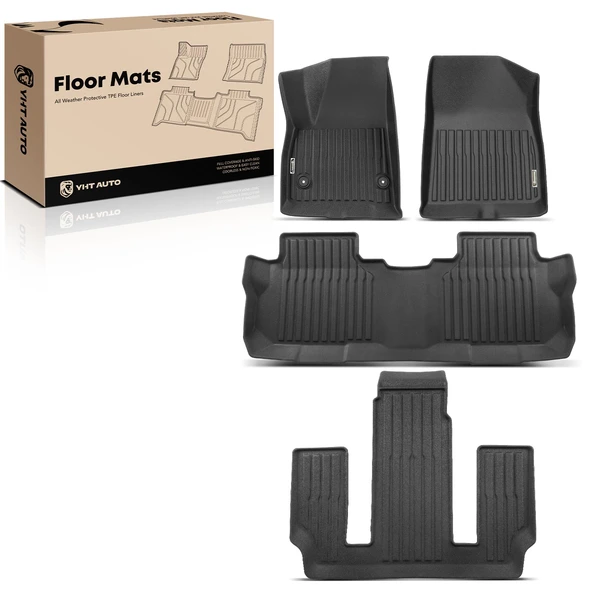 4 Pcs Front & Rear Black Floor Mats Liners for GMC Acadia 2017-2023