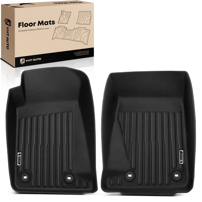 2 Pcs Front Black Floor Mats