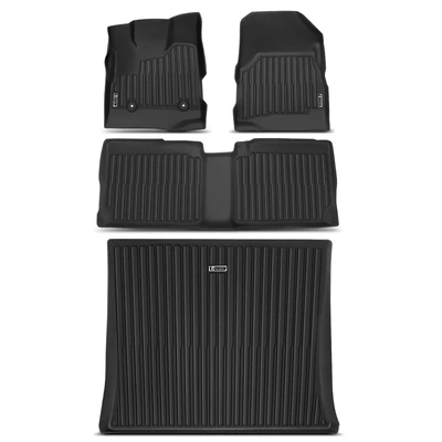 4 Pcs Front & Rear Black Floor Mats & Trunk Liners