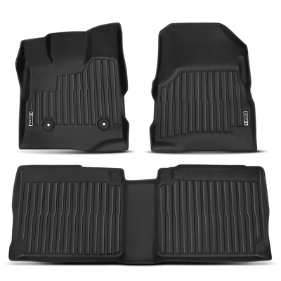 3 Pcs Front & Rear Black Floor Mats Liners