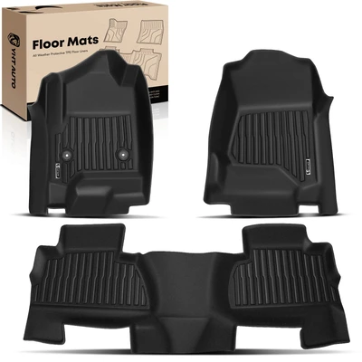 3 Pcs Front & Rear Black Floor Mats Liners
