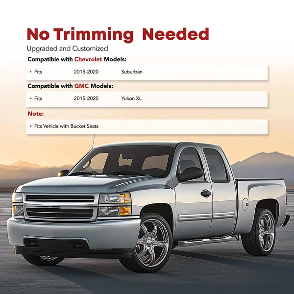 2 Pcs Rear Black Floor Mats Cargo Liner for 2015-2020 GMC Yukon XL