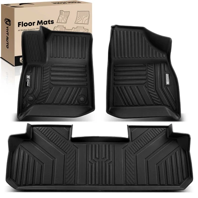 3 Pcs Front & Rear Black Floor Mats Liner