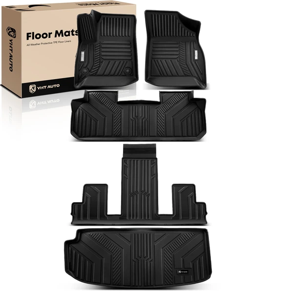 5 Pcs Front & 2nd & 3rd Row & Trunk Floor Mats Liner for Chevrolet Traverse 18-24