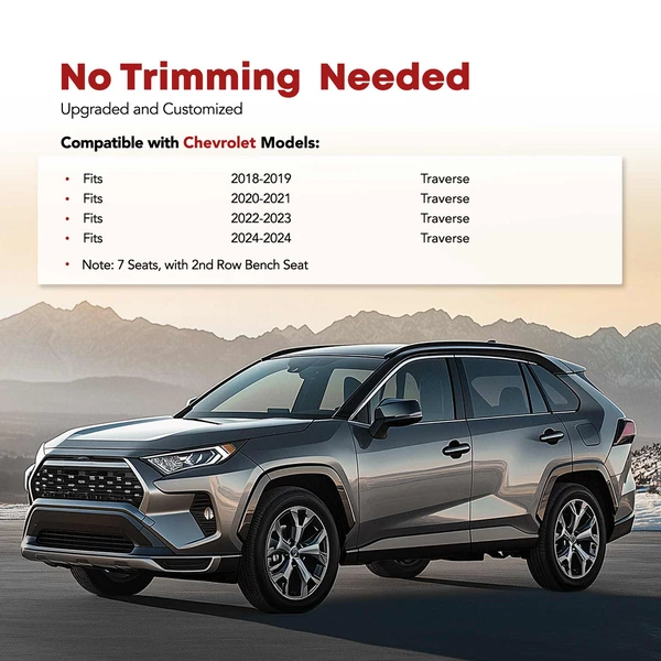 5 Pcs Front & 2nd & 3rd Row & Trunk Floor Mats Liner for Chevrolet Traverse 18-24