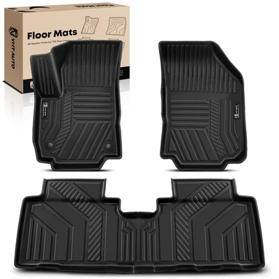 3 Pcs Front & Rear Black Floor Mats