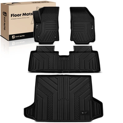 4 Pcs Front & Rear Black Floor Mats Liners
