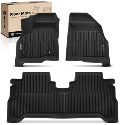 3 Pcs Front & Rear Black Floor Mats Liners