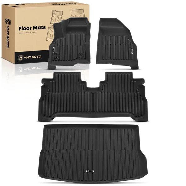4 Pcs Front & Rear Black Floor Mats Liners for 2022-2024 Chevrolet Bolt EUV