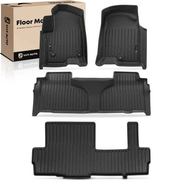 4 Pcs Front & Rear Black Floor Mats Liners for 2021-2023 Chevrolet Suburban