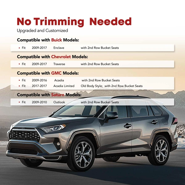 4 Pcs Front & Rear Floor Mats Liners for Chevrolet Traverse GMC Acadia Buick Enclave