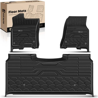 3 Pcs Front & Rear Black TPE textured Floor Mats Liners