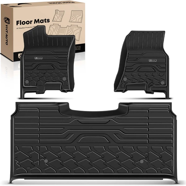 3 Pcs Front & Rear Black TPE textured Floor Mats Liners for 2011-2018 Ram 2500